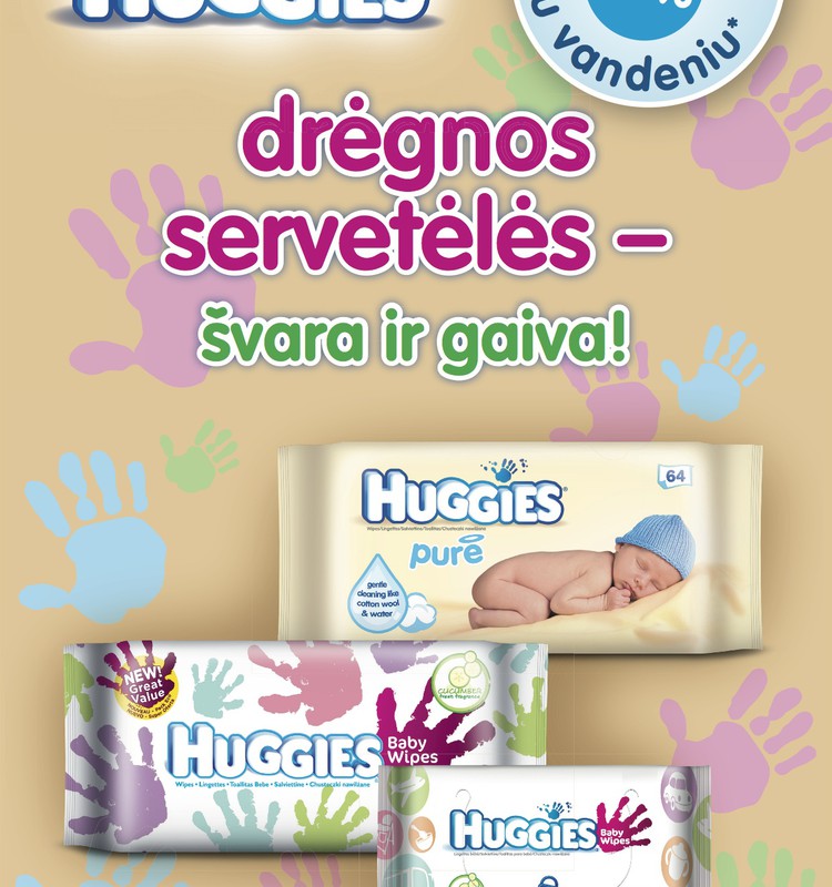  Speciali Huggies drėgnų servetėlių kaina liepos 16-22 d. parduotuvėse IKI!