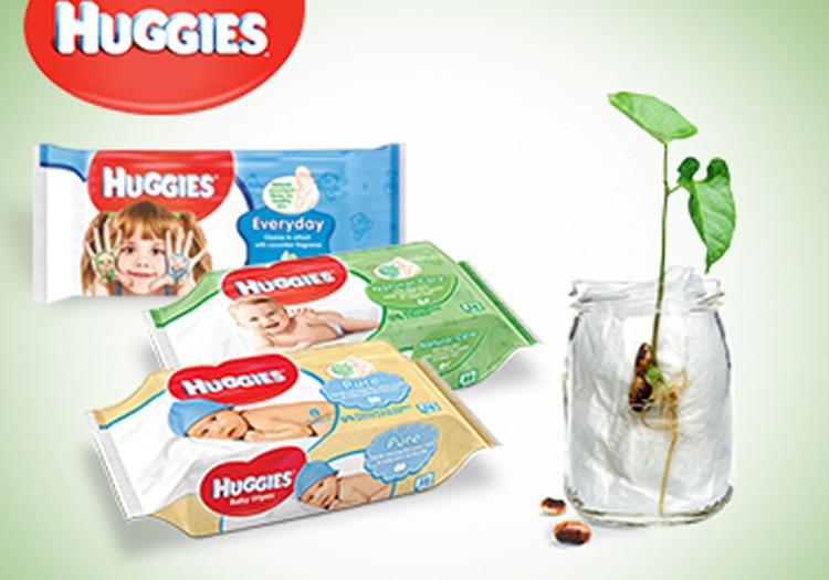 Servetėlės Huggies@ - tokios natūralios, kad jose gali išdygti pupelė