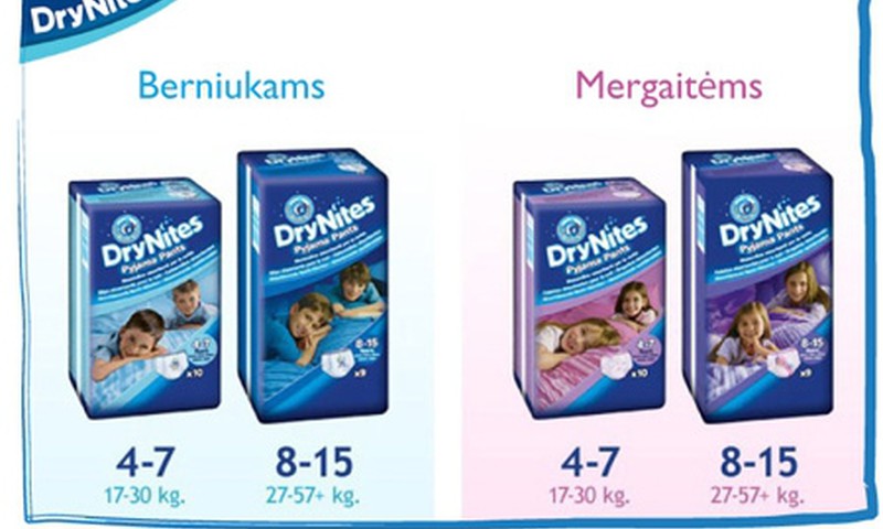 Pižaminės kelnaitės DryNites® - 4 metų ir vyresniems vaikams, kurie serga enureze