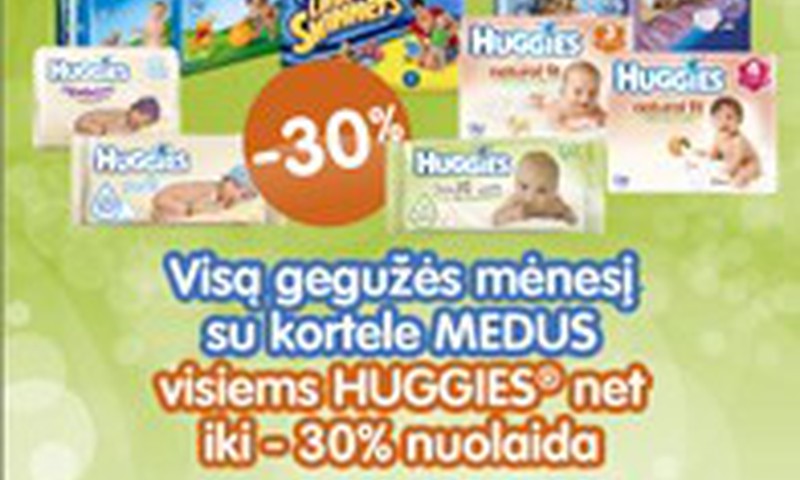 "Eurovaistinėje" Huggies® produkcijai gegužės mėnesį - iki 30% nuolaida! 