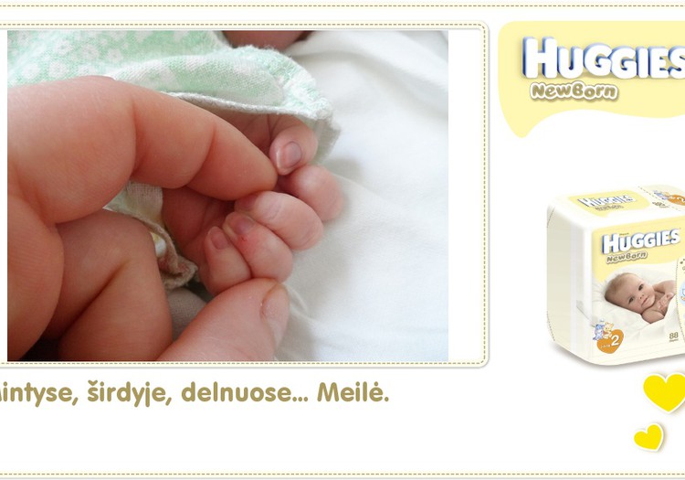 Hubertas auga kartu su Huggies ® Newborn: 1 gyvenimo diena