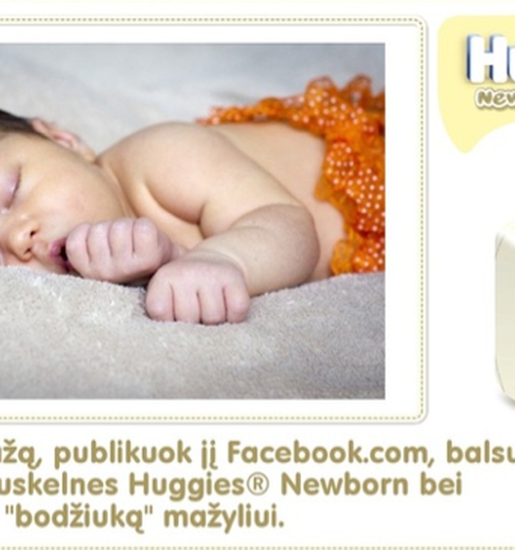 Paskutinė diena kurti savo naujagimio koliažą ir laimėti Huggies® Newborn bei pirmą smėlinuką!