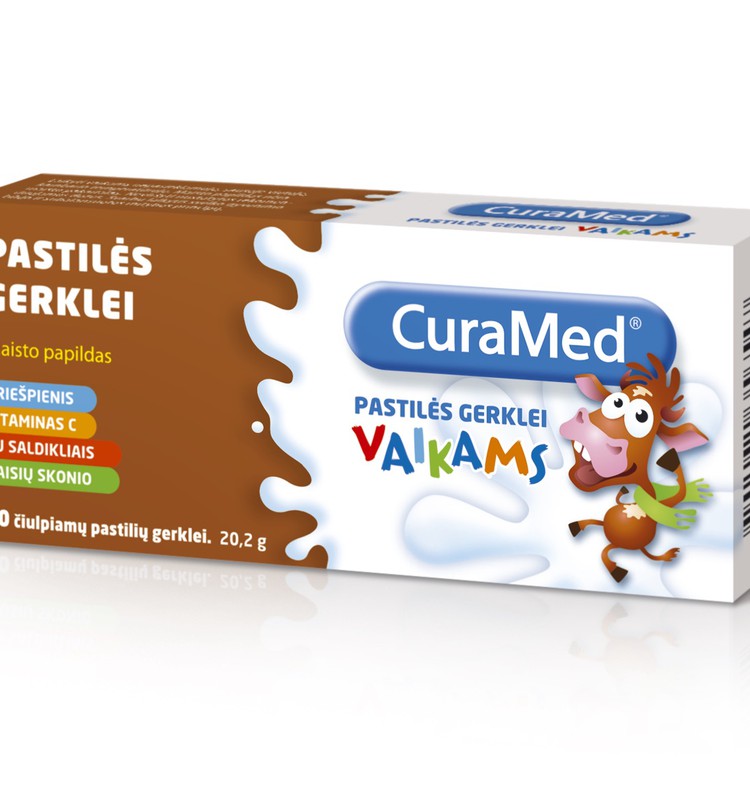 „CuraMed“ pastilės gerklei su priešpieniu – vienintelės tokios