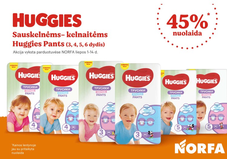 AKCIJA: Įsigykite Huggies Pants sauskelnių su nuolaida!