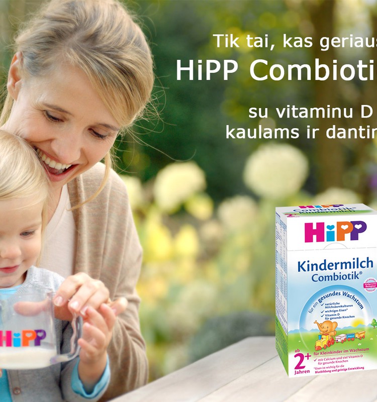 IEŠKOME mažųjų testuotojų, kurie ragaus “HiPP Combiotik® 2+" pieno gėrimą