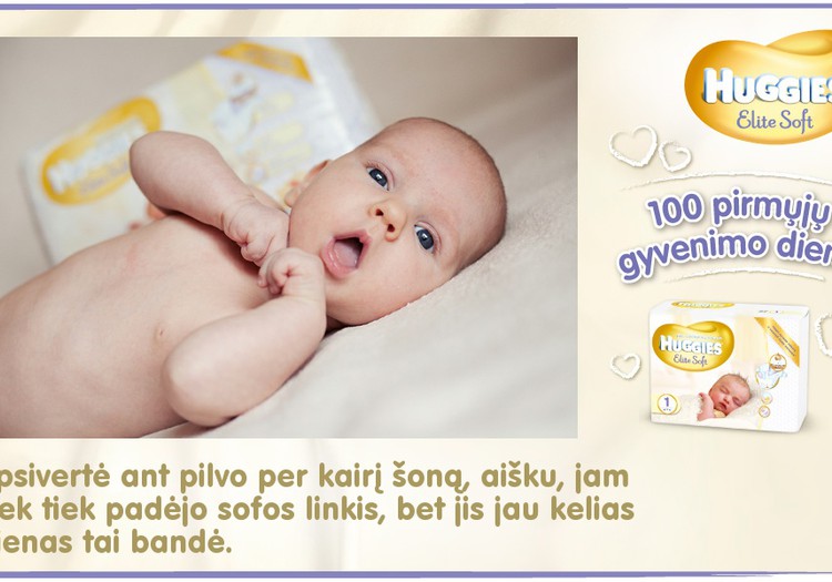 Mažylis auga kartu su Huggies® Elite Soft: 58 diena