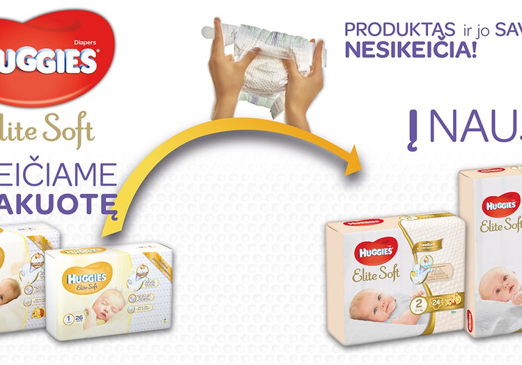 NAUJOVĖ! Huggies@ Elite Soft sauskelnės naujagimiams pakeitė pakuotės dizainą! +VIDEO