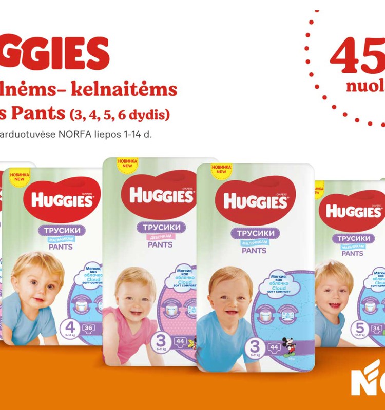 AKCIJA: Įsigykite Huggies Pants sauskelnių su nuolaida!