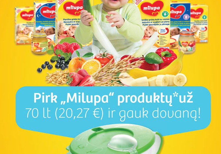 AKCIJA iki lapkričio 14 d.: Pirk MILUPA produktų ir gauk dovanų - dubenėlį ir šaukštelį!