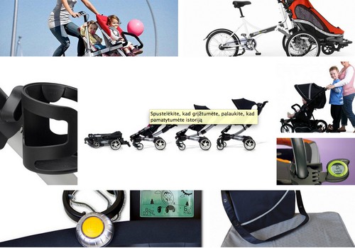 Kūrybinga, praktiška, šiuolaikiška: "gadžetai" vaikų vežimėliuose