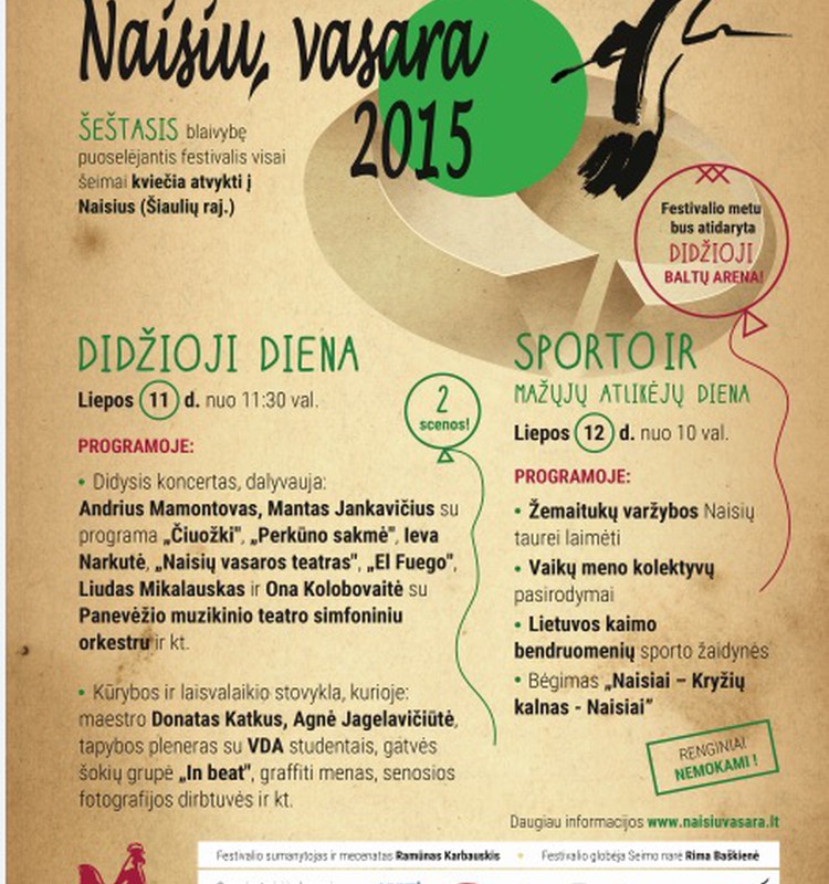 Savaitgalį - blaivus festivalis šeimoms "Naisių vasara"