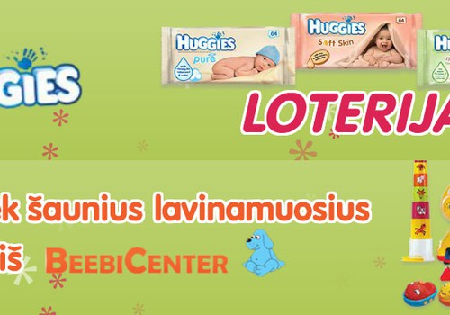 Pirk drėgnąsias Huggies® servetėles, dalyvauk loterijoje ir kas savaitę laimėk žaisliukų mažyliui!