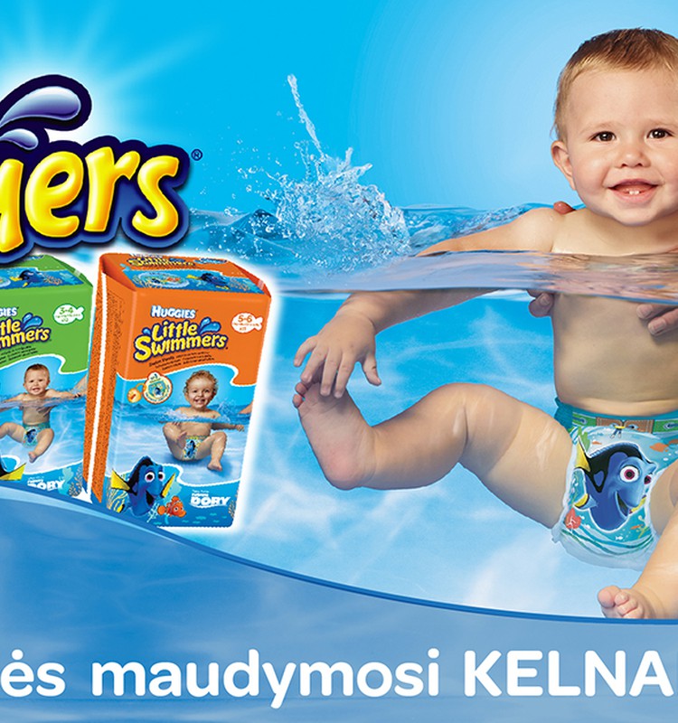Vandens linksmybės su vienkartinėmis maudynių kelnaitėmis - Huggies® Little Swimmers®!