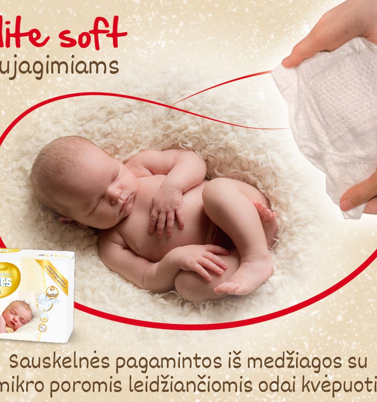 Naujagimio sauskelnės turi būti itin švelnios ir "kvėpuojančios"