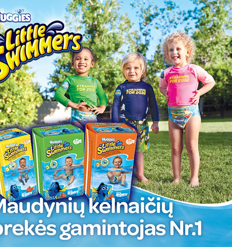 Mėgaukitės vandens linksmybėmis su maudynių kelnaitėmis - Huggies® Little Swimmers®!