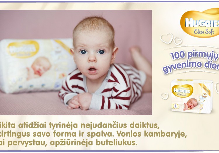 Mažylis auga kartu su Huggies® Elite Soft: 90 diena