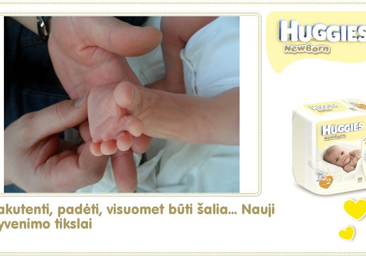 Hubertas auga kartu su Huggies ® Newborn: 2 gyvenimo diena