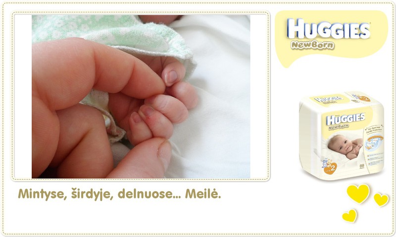 Hubertas auga kartu su Huggies ® Newborn: 1 gyvenimo diena