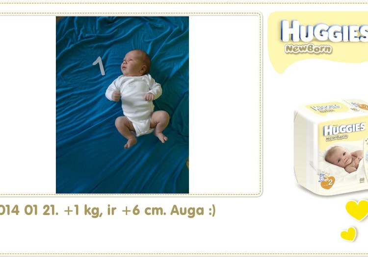 Hubertas auga kartu su Huggies ® Newborn: 32 gyvenimo diena 