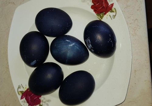 Kiaušiniai dažyti su šaldytom mėlynėm
