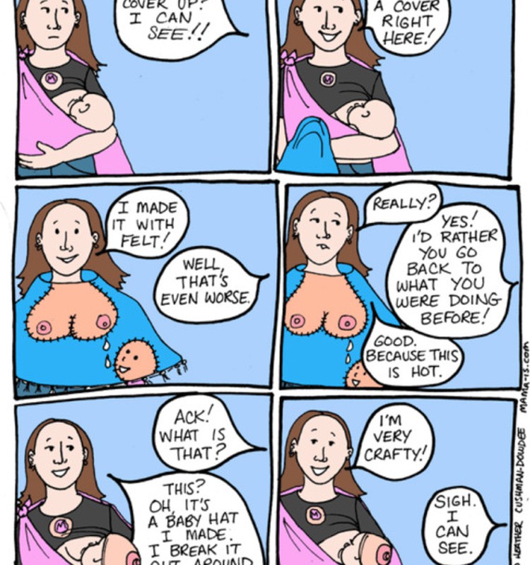 Mamos komiksas apie žindymą viešai