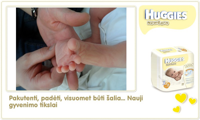 Hubertas auga kartu su Huggies ® Newborn: 2 gyvenimo diena