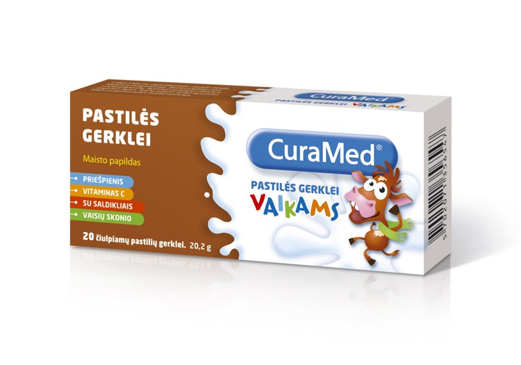 „CuraMed“ pastilės gerklei su priešpieniu – vienintelės tokios