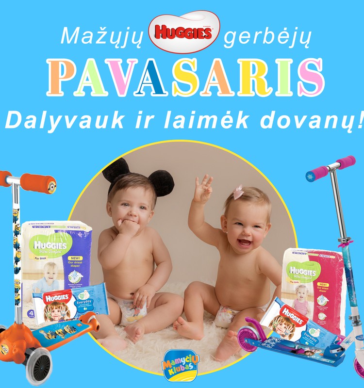 KONKURSAS FACEBOOKE: Ieškome mažųjų Huggies® gerbėjų! Prizas - paspirtukas!