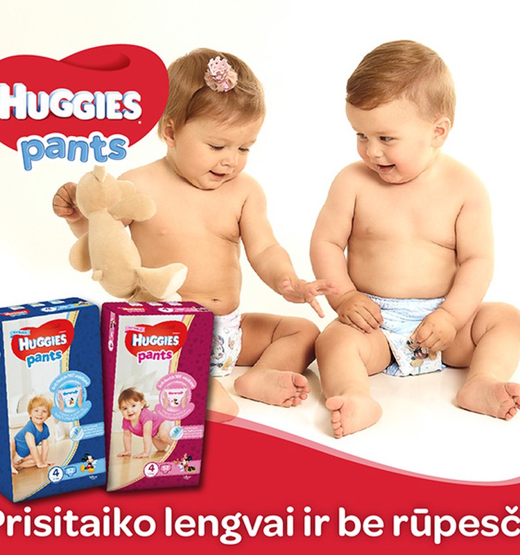 Naujo dizaino sauskelnės-kelnaitės Huggies® Pants - aktyviems mažyliams!