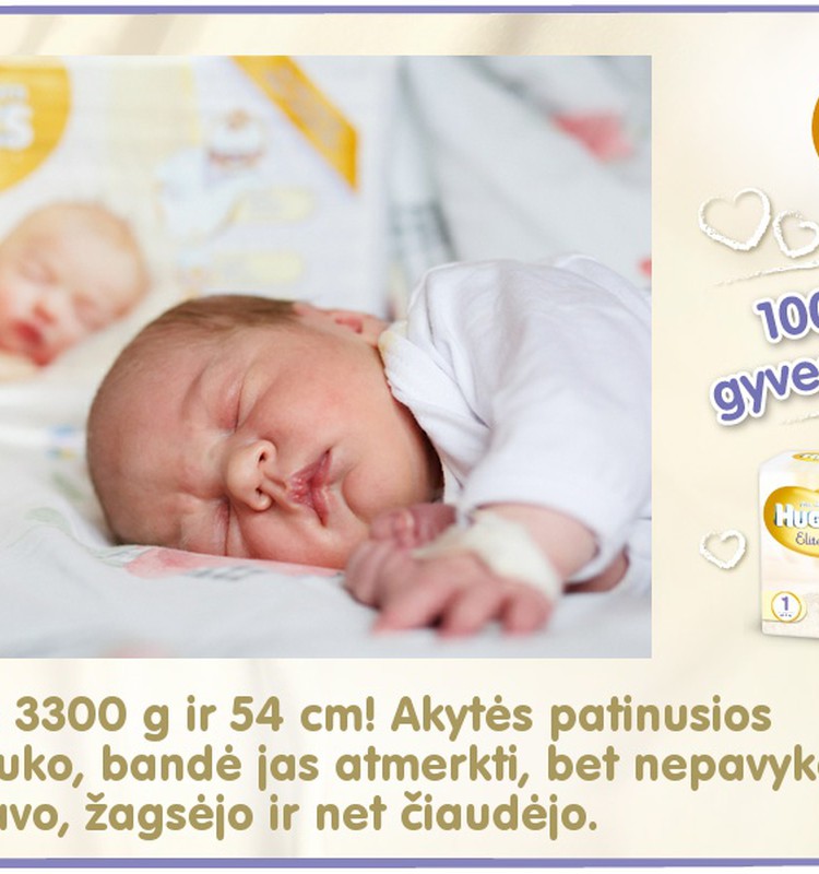 Mažylis auga kartu su Huggies® Elite Soft: 1 diena