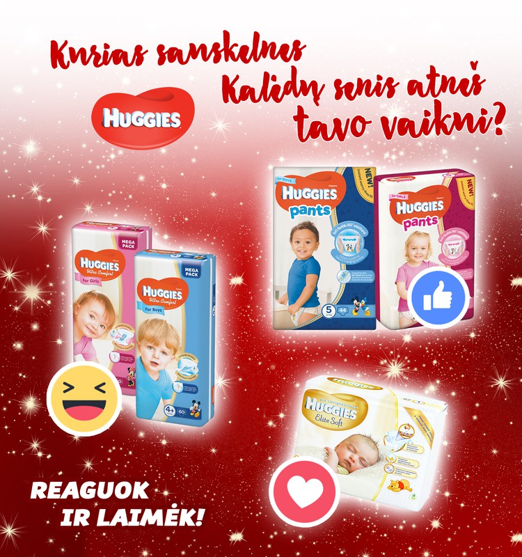 Konkursas Facebooke: Kokias sauskelnes Kalėdų senelis padovanotų tavo vaikui?