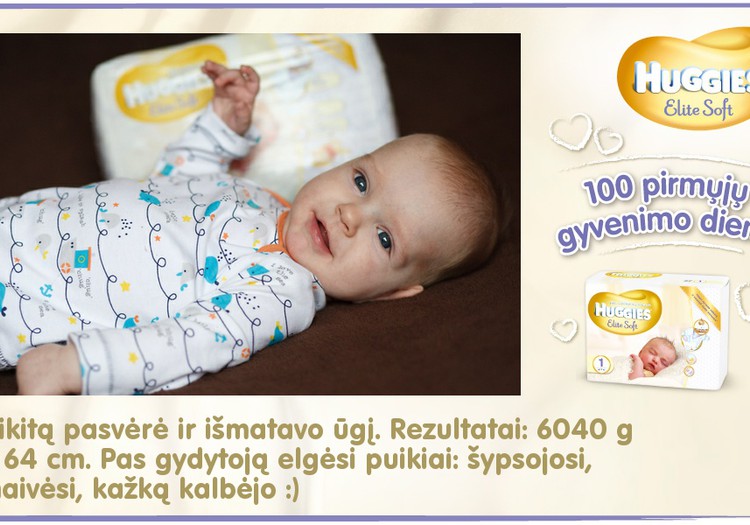 Mažylis auga kartu su Huggies® Elite Soft: 98 diena