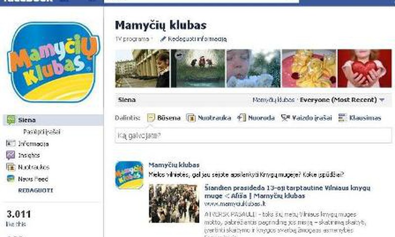 "Facebook" tinkle "Mamyčių klubas" turi 3000 gerbėjų!