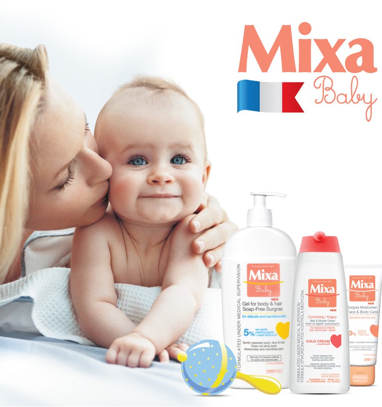 MIXA Baby - švelnios odos priemonės kūdikiams ir mamoms