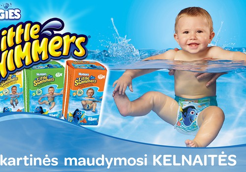 Vandens linksmybės su vienkartinėmis maudynių kelnaitėmis - Huggies® Little Swimmers®!
