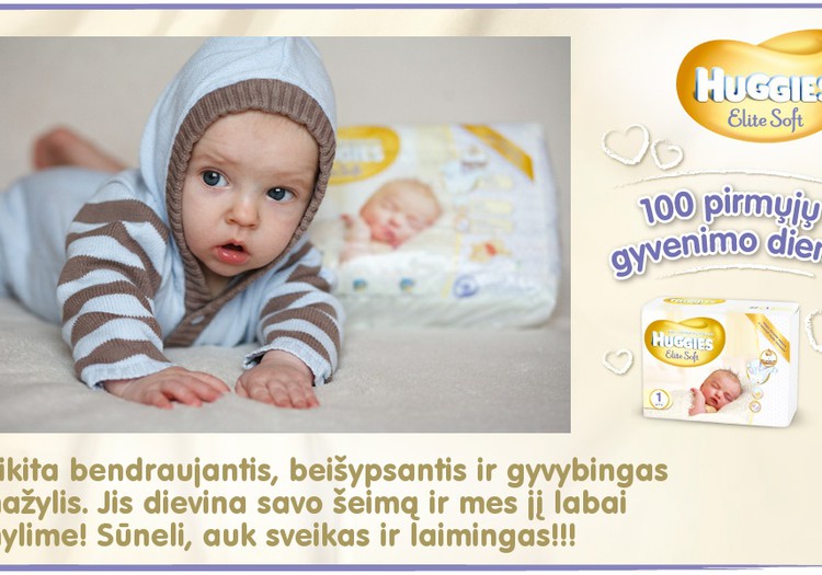 Mažylis auga kartu su Huggies® Elite Soft: 100 diena